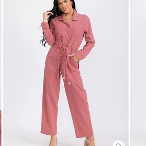 Linen Women's Pink Jumpsuit, Last One